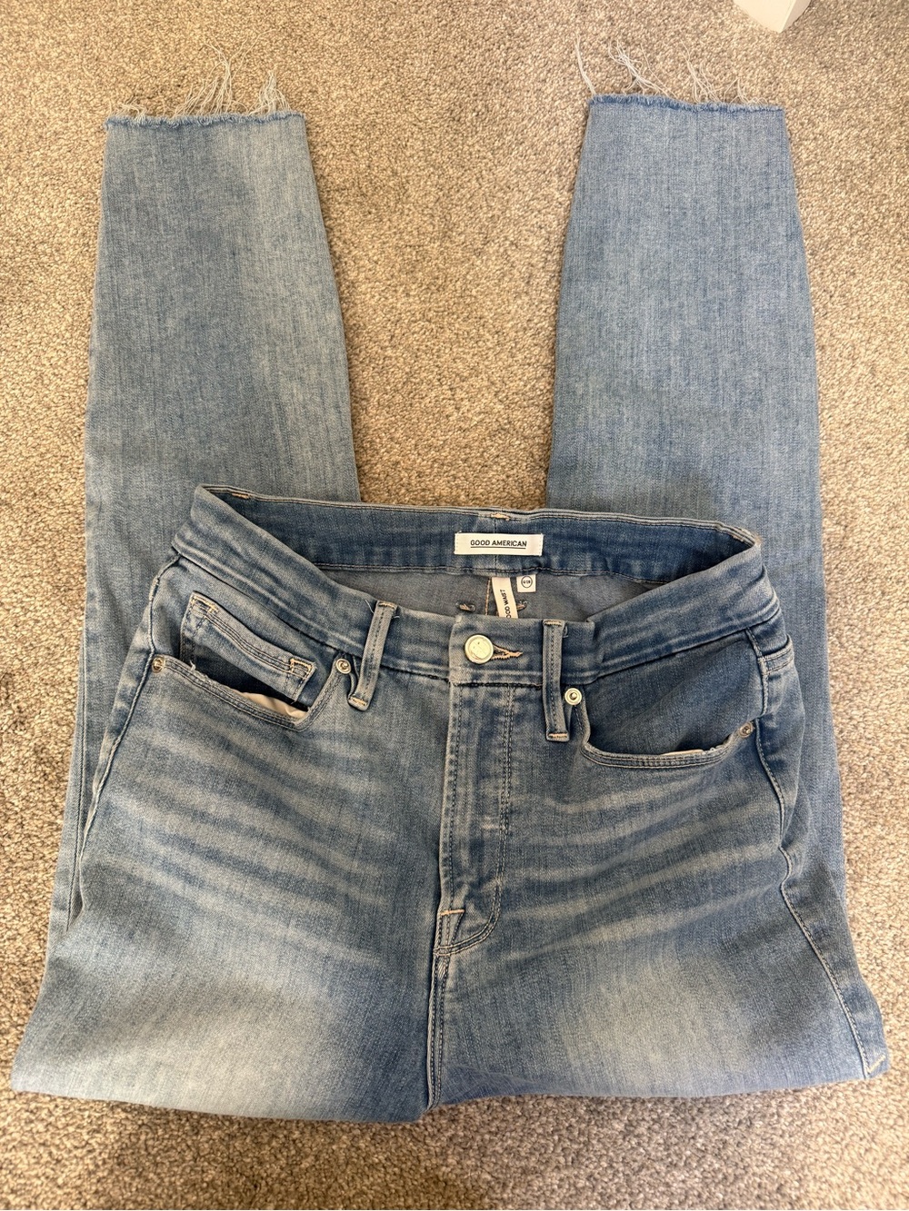 Good American Light Wash High-Rise Straight Jeans